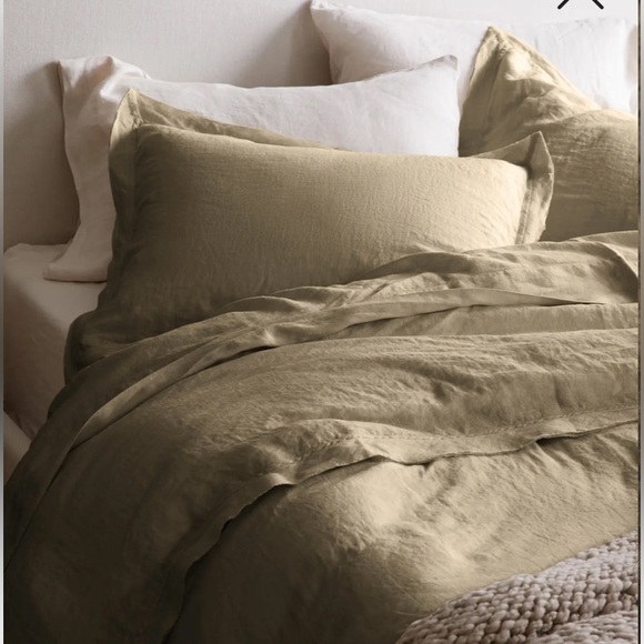 Quince King/California King European Linen Double Flange Duvet Cover Set NWT - Picture 5 of 5